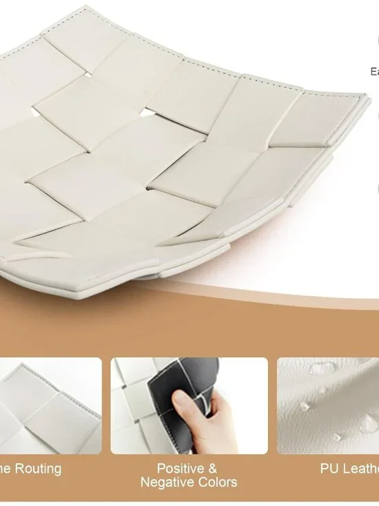 Valet Tray for Men and Women PU Leather Key Holder Bowl for Entryway Table Bedsi - Picture 7 of 7